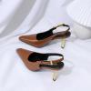 imageRIBONGZ Slingback Heels for Women Closed Pointed Toe Stiletto High Heels Dress Sexy Pumps Heeled Wedding Bride Prom Party Evening Dressy ShoesBrown