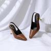 imageRIBONGZ Slingback Heels for Women Closed Pointed Toe Stiletto High Heels Dress Sexy Pumps Heeled Wedding Bride Prom Party Evening Dressy ShoesBrown