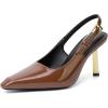 imageRIBONGZ Slingback Heels for Women Closed Pointed Toe Stiletto High Heels Dress Sexy Pumps Heeled Wedding Bride Prom Party Evening Dressy ShoesBrown