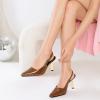 imageRIBONGZ Slingback Heels for Women Closed Pointed Toe Stiletto High Heels Dress Sexy Pumps Heeled Wedding Bride Prom Party Evening Dressy ShoesBrown