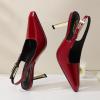 imageRIBONGZ Slingback Heels for Women Closed Pointed Toe Stiletto High Heels Dress Sexy Pumps Heeled Wedding Bride Prom Party Evening Dressy ShoesDark Red