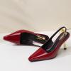 imageRIBONGZ Slingback Heels for Women Closed Pointed Toe Stiletto High Heels Dress Sexy Pumps Heeled Wedding Bride Prom Party Evening Dressy ShoesDark Red