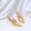 imageRIBONGZ Slingback Heels for Women Closed Pointed Toe Stiletto High Heels Dress Sexy Pumps Heeled Wedding Bride Prom Party Evening Dressy ShoesGold