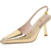 imageRIBONGZ Slingback Heels for Women Closed Pointed Toe Stiletto High Heels Dress Sexy Pumps Heeled Wedding Bride Prom Party Evening Dressy ShoesGold