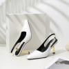 imageRIBONGZ Slingback Heels for Women Closed Pointed Toe Stiletto High Heels Dress Sexy Pumps Heeled Wedding Bride Prom Party Evening Dressy ShoesWhite Patent