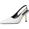 imageRIBONGZ Slingback Heels for Women Closed Pointed Toe Stiletto High Heels Dress Sexy Pumps Heeled Wedding Bride Prom Party Evening Dressy ShoesWhite Patent