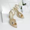 imageRIBONGZ High Heels for Women Lace Up Summer Sandals Strappy Heels Pointed Open Toe Ankle Strap High Stiletto Sexy Pumps for Wedding Casual Dance Prom Party Comfortable Dressy ShoesGold