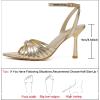 imageRIBONGZ High Heels for Women Lace Up Summer Sandals Strappy Heels Pointed Open Toe Ankle Strap High Stiletto Sexy Pumps for Wedding Casual Dance Prom Party Comfortable Dressy ShoesGold