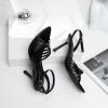 imageRIBONGZ High Heels for Women Lace Up Summer Sandals Strappy Heels Pointed Open Toe Ankle Strap High Stiletto Sexy Pumps for Wedding Casual Dance Prom Party Comfortable Dressy ShoesBlack