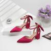 imageRIBONGZ Wedding Bridal Shoes for Women Chunky Block Heel Pumps Closed Pointed Toe Heels with Elegant Bow Knot Comfort Evening Party Prom Office ShoesBurgundy