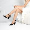 imageRIBONGZ Wedding Bridal Shoes for Women Chunky Block Heel Pumps Closed Pointed Toe Heels with Elegant Bow Knot Comfort Evening Party Prom Office ShoesBlack