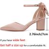 imageRIBONGZ Wedding Bridal Shoes for Women Chunky Block Heel Pumps Closed Pointed Toe Heels with Elegant Bow Knot Comfort Evening Party Prom Office ShoesChampagne Gold