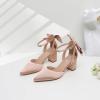 imageRIBONGZ Wedding Bridal Shoes for Women Chunky Block Heel Pumps Closed Pointed Toe Heels with Elegant Bow Knot Comfort Evening Party Prom Office ShoesChampagne Gold