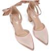 imageRIBONGZ Wedding Bridal Shoes for Women Chunky Block Heel Pumps Closed Pointed Toe Heels with Elegant Bow Knot Comfort Evening Party Prom Office ShoesChampagne Gold