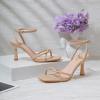 imageRIBONGZ Womens Heeled Sandals Square Open Toe Kitten Strappy Heels with Ankle Strap Elegant Summer Wedding Party Evening Prom Daily Wear Lace Up Dress ShoesNude