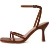 imageRIBONGZ Womens Heeled Sandals Square Open Toe Kitten Strappy Heels with Ankle Strap Elegant Summer Wedding Party Evening Prom Daily Wear Lace Up Dress ShoesBrown