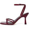 imageRIBONGZ Womens Heeled Sandals Square Open Toe Kitten Strappy Heels with Ankle Strap Elegant Summer Wedding Party Evening Prom Daily Wear Lace Up Dress ShoesBurgundy