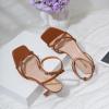 imageRIBONGZ Womens Heeled Sandals Square Open Toe Kitten Strappy Heels with Ankle Strap Elegant Summer Wedding Party Evening Prom Daily Wear Lace Up Dress ShoesBrown