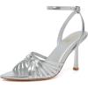 imageRIBONGZ High Heels for Women Lace Up Summer Sandals Strappy Heels Pointed Open Toe Ankle Strap High Stiletto Sexy Pumps for Wedding Casual Dance Prom Party Comfortable Dressy ShoesSilver