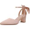 imageRIBONGZ Wedding Bridal Shoes for Women Chunky Block Heel Pumps Closed Pointed Toe Heels with Elegant Bow Knot Comfort Evening Party Prom Office ShoesChampagne Gold