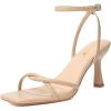 imageRIBONGZ Womens Heeled Sandals Square Open Toe Kitten Strappy Heels with Ankle Strap Elegant Summer Wedding Party Evening Prom Daily Wear Lace Up Dress ShoesNude