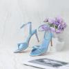 imageRIBONGZ Womens High Heels Round Open Toe Sexy Kitten Sandals Stiletto Heeled Pumps Ankle Strap Bridal Shoes with Bow Summer Wedding Party Casual Office WorkLight Blue