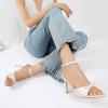 imageRIBONGZ Womens High Heels Round Open Toe Sexy Kitten Sandals Stiletto Heeled Pumps Ankle Strap Bridal Shoes with Bow Summer Wedding Party Casual Office WorkWhite