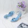 imageRIBONGZ Womens High Heels Round Open Toe Sexy Kitten Sandals Stiletto Heeled Pumps Ankle Strap Bridal Shoes with Bow Summer Wedding Party Casual Office WorkLight Blue