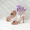 imageRIBONGZ Womens High Heels Round Open Toe Sexy Kitten Sandals Stiletto Heeled Pumps Ankle Strap Bridal Shoes with Bow Summer Wedding Party Casual Office WorkChampagne Gold