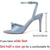 imageRIBONGZ Womens High Heels Round Open Toe Sexy Kitten Sandals Stiletto Heeled Pumps Ankle Strap Bridal Shoes with Bow Summer Wedding Party Casual Office WorkLight Blue