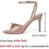 imageRIBONGZ Womens High Heels Round Open Toe Sexy Kitten Sandals Stiletto Heeled Pumps Ankle Strap Bridal Shoes with Bow Summer Wedding Party Casual Office WorkChampagne Gold