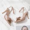 imageRIBONGZ Womens High Heels Round Open Toe Sexy Kitten Sandals Stiletto Heeled Pumps Ankle Strap Bridal Shoes with Bow Summer Wedding Party Casual Office WorkChampagne Gold