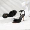 imageRIBONGZ Womens High Heels Round Open Toe Sexy Kitten Sandals Stiletto Heeled Pumps Ankle Strap Bridal Shoes with Bow Summer Wedding Party Casual Office WorkBlack