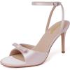 imageRIBONGZ Womens High Heels Round Open Toe Sexy Kitten Sandals Stiletto Heeled Pumps Ankle Strap Bridal Shoes with Bow Summer Wedding Party Casual Office WorkPink