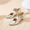 imageRIBONGZ Comfortable Kitten Heels for Women Pointed Closed Toe Ankle Strap Buckle Heels Slip on Low Heel Church Pumps Wedding Bridal Party Dressy ShoesGold Patent