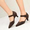 imageRIBONGZ Comfortable Kitten Heels for Women Pointed Closed Toe Ankle Strap Buckle Heels Slip on Low Heel Church Pumps Wedding Bridal Party Dressy ShoesChocolate Brown