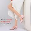 imageRIBONGZ Comfortable Kitten Heels for Women Pointed Closed Toe Ankle Strap Buckle Heels Slip on Low Heel Church Pumps Wedding Bridal Party Dressy ShoesPink