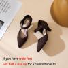 imageRIBONGZ Comfortable Kitten Heels for Women Pointed Closed Toe Ankle Strap Buckle Heels Slip on Low Heel Church Pumps Wedding Bridal Party Dressy ShoesChocolate Brown