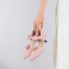 imageRIBONGZ Comfortable Kitten Heels for Women Pointed Closed Toe Ankle Strap Buckle Heels Slip on Low Heel Church Pumps Wedding Bridal Party Dressy ShoesPink