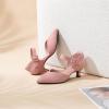 imageRIBONGZ Comfortable Kitten Heels for Women Pointed Closed Toe Ankle Strap Buckle Heels Slip on Low Heel Church Pumps Wedding Bridal Party Dressy ShoesPink Suede
