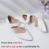 imageRIBONGZ Comfortable Kitten Heels for Women Pointed Closed Toe Ankle Strap Buckle Heels Slip on Low Heel Church Pumps Wedding Bridal Party Dressy ShoesWhite