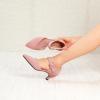 imageRIBONGZ Comfortable Kitten Heels for Women Pointed Closed Toe Ankle Strap Buckle Heels Slip on Low Heel Church Pumps Wedding Bridal Party Dressy ShoesPink Suede