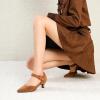 imageRIBONGZ Comfortable Kitten Heels for Women Pointed Closed Toe Ankle Strap Buckle Heels Slip on Low Heel Church Pumps Wedding Bridal Party Dressy ShoesCaramel Brown
