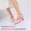 imageRIBONGZ Comfortable Kitten Heels for Women Pointed Closed Toe Ankle Strap Buckle Heels Slip on Low Heel Church Pumps Wedding Bridal Party Dressy ShoesPink