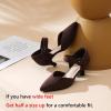 imageRIBONGZ Comfortable Kitten Heels for Women Pointed Closed Toe Ankle Strap Buckle Heels Slip on Low Heel Church Pumps Wedding Bridal Party Dressy ShoesChocolate Brown