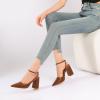 imageRIBONGZ Block Heels for Women Closed Pointed Toe Heeled Slingback Chunky High Heel Ankle Strap Pumps Patent Leather Comfort Dressy Shoes for Work Party Prom Wedding Bridal DressBrown