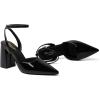 imageRIBONGZ Block Heels for Women Closed Pointed Toe Heeled Slingback Chunky High Heel Ankle Strap Pumps Patent Leather Comfort Dressy Shoes for Work Party Prom Wedding Bridal DressBlack