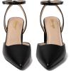 imageRIBONGZ Block Heels for Women Closed Pointed Toe Heeled Slingback Chunky High Heel Ankle Strap Pumps Patent Leather Comfort Dressy Shoes for Work Party Prom Wedding Bridal DressBlack Leather