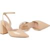 imageRIBONGZ Block Heels for Women Closed Pointed Toe Heeled Slingback Chunky High Heel Ankle Strap Pumps Patent Leather Comfort Dressy Shoes for Work Party Prom Wedding Bridal DressNude