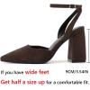 imageRIBONGZ Block Heels for Women Closed Pointed Toe Heeled Slingback Chunky High Heel Ankle Strap Pumps Patent Leather Comfort Dressy Shoes for Work Party Prom Wedding Bridal DressDark Brown Suede